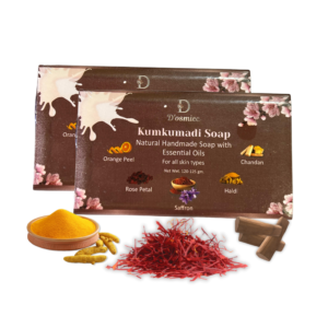 D'osmiec Kumkumadi Soap | Natural Handmade Soap | Natural Soap with Essential Oils | Suitable for All Skin Types | Pack of 2 | (120-125 g)*2 (240 - 250 g)
