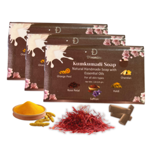 D'osmiec Kumkumadi Soap | Natural Handmade Soap | Natural Soap with Essential Oils | Suitable for All Skin Types | Pack of 3 | (120-125 g)*3 (360 - 375 g)